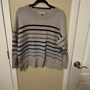 Striped Sweater with Blue and Gray Tones